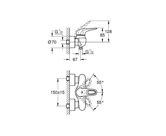 смеситель для душа grohe eurostyle 33590ls3, белая луна в Актау фото № 2