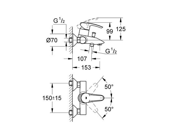 смеситель для ванны grohe eurostyle 33591001, хром в Актау фото № 2
