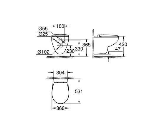 унитаз подвесной grohe bau ceramic 39497000, безободковый, с сиденьем без микролифта, белый в Актау фото № 2