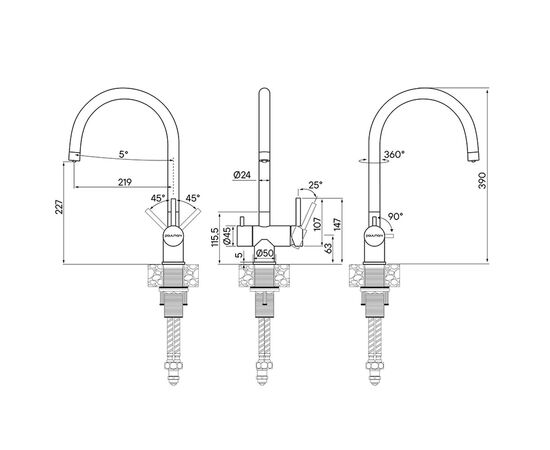 смеситель для кухни paulmark heller he213218-431, белый матовый в Актау фото № 2