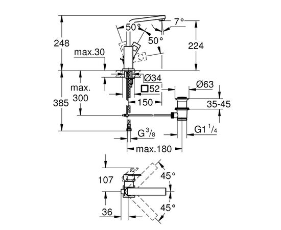смеситель для раковины grohe eurocube 23135000, хром в Актау фото № 2