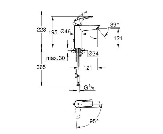 смеситель для раковины grohe eurosmart 2339430e, хром в Актау фото № 2