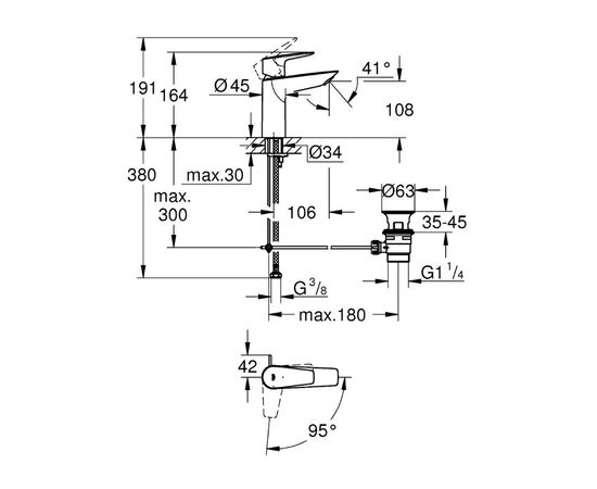 смеситель для раковины grohe bauedge coldstart 23759001, хром в Актау фото № 3
