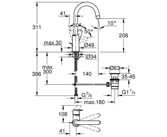 смеситель для раковины grohe bauedge 23760001, хром в Актау фото № 4