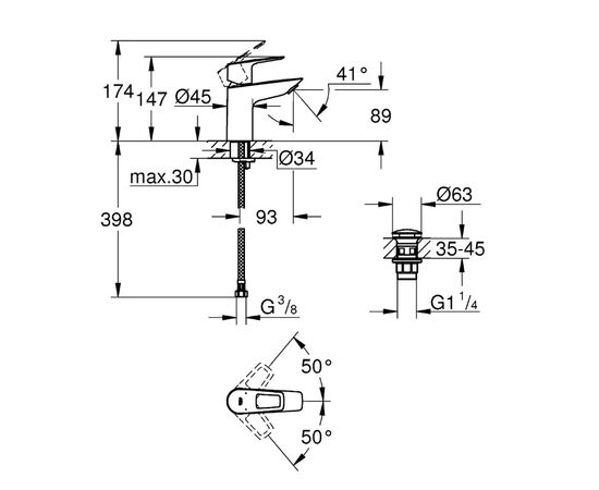 смеситель для раковины grohe bauloop 23878001, хром в Актау фото № 2