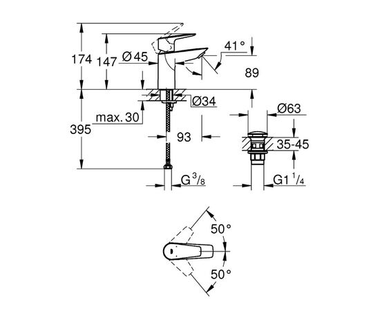 смеситель для раковины grohe bauedge 23895001, хром в Актау фото № 2