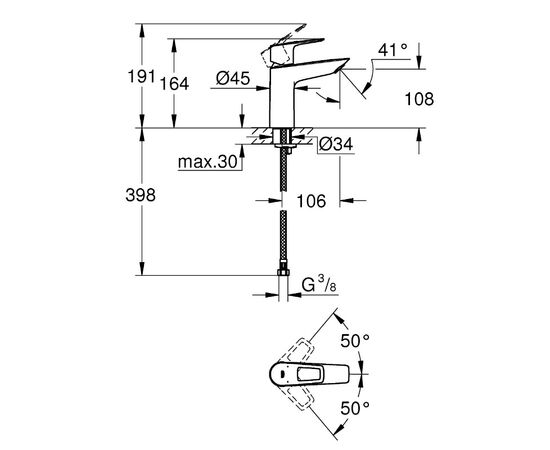 смеситель для раковины grohe bauloop 23917001, хром в Актау фото № 2