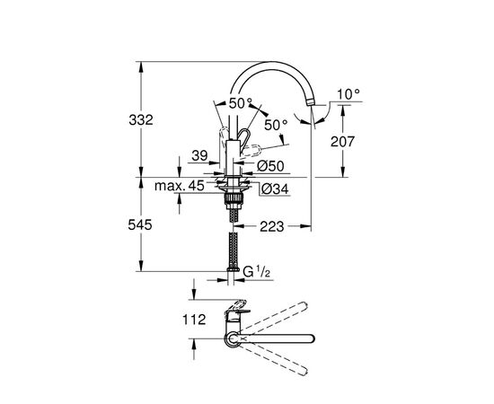 смеситель для кухни grohe bauflow 31230001, хром в Актау фото № 3