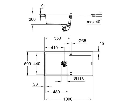 Кухонная мойка grohe k500 31645at0, серый гранит в Актау фото № 4