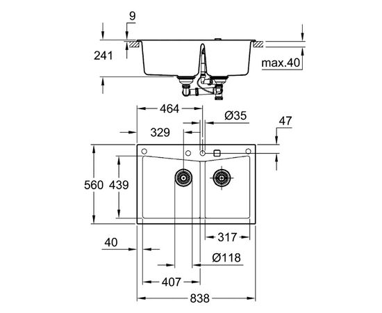 Кухонная мойка grohe k700 31657at0, серый гранит в Актау фото № 4