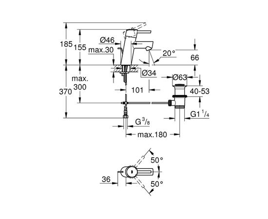 смеситель для раковины grohe concetto 32204001, хром в Актау фото № 2