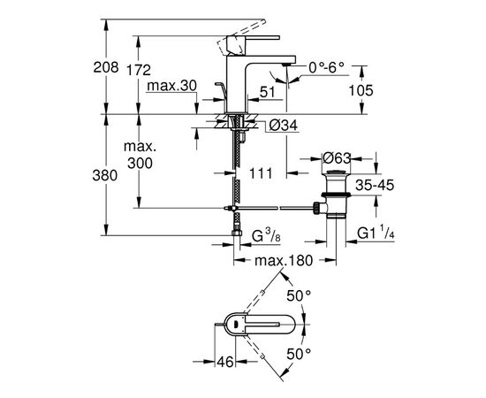 смеситель для раковины grohe plus 32612003, хром в Актау фото № 3