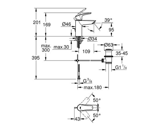 смеситель для раковины grohe eurosmart 33265003, хром в Актау фото № 2