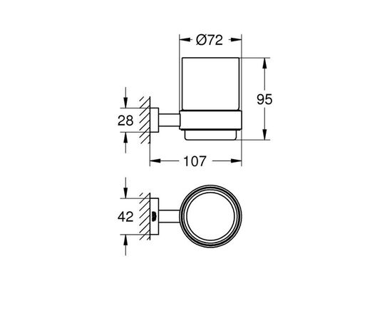 стакан с держателем grohe essentials cube glass 40755001, хром в Актау фото № 2