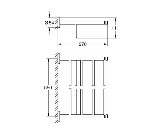 Полка для полотенец grohe essentials 40800001, 550, металл, хром в Актау фото № 2