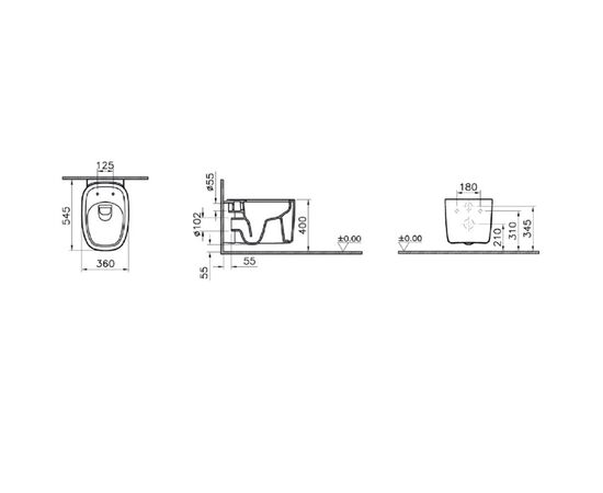 унитаз подвесной vitra plural 7830b401-0075 безободковый белый матовый в Актау фото № 3