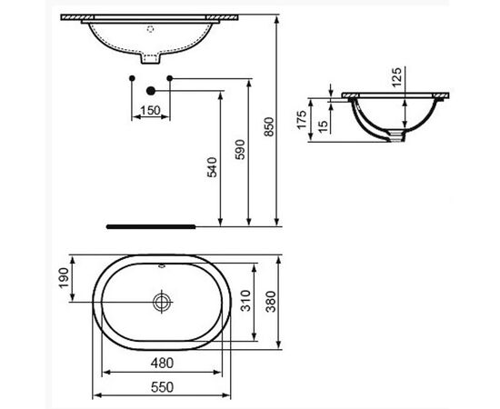 раковина под столешницу ideal standard connect e504801 55x38 в Актау фото № 2
