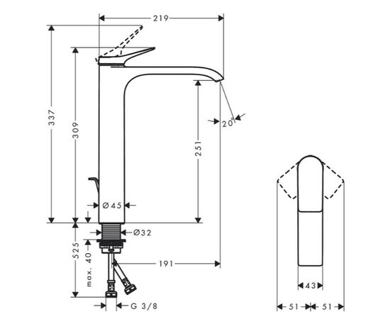 смеситель для раковины hansgrohe vivenis 75040670 черный матовый в Актау фото № 3
