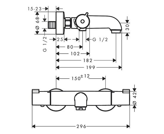смеситель для ванны hansgrohe ecostat 1001 13201000 термостат хром в Актау фото № 2