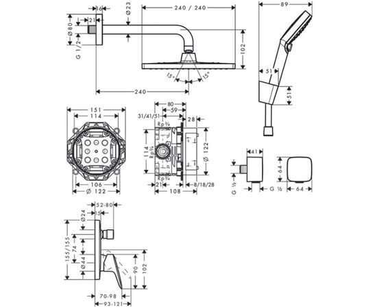 Душевая система hansgrohe crometta 1jet 27957000 240 хром в Актау фото № 2