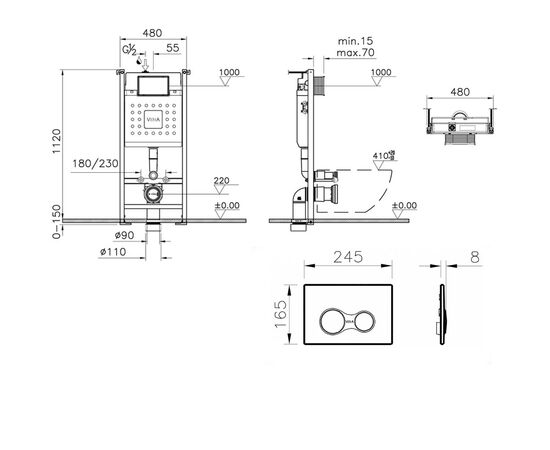 Инсталляция 3в1 v-fix сore 732-5800-01 740-0411 sirius черная-хром в Актау фото № 3