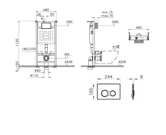 Инсталляция 3в1 v-fix сore 732-5800-01 740-0485 sirius матовая в Актау фото № 3