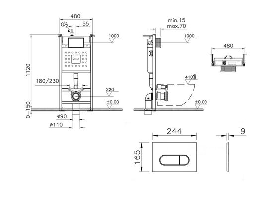 Инсталляция 3в1 v-fix сore 732-5800-01 740-2200 round белая в Актау фото № 3
