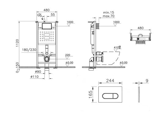 Инсталляция 3в1 v-fix сore 732-5800-01 740-2295 root round никель в Актау фото № 3