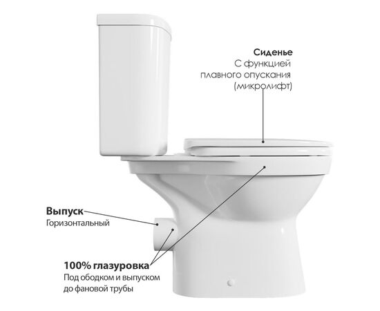 унитаз-компакт напольный  vitra norm fit 9844b099-7200 крышка с микролифтом в Актау фото № 4