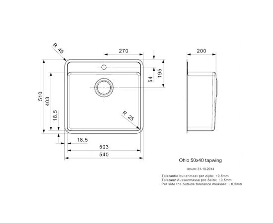 Кухонная мойка reginox ohio r32695 50x40 tapwing, jet black в Актау фото № 2