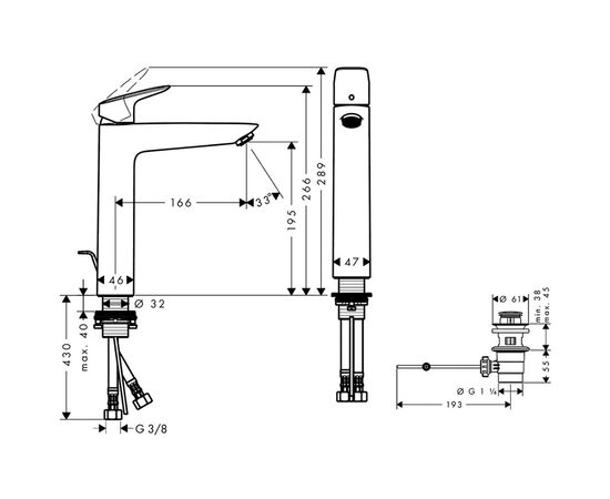 Высокий cмеситель для раковины hansgrohe logis 71090000 в Актау фото № 2