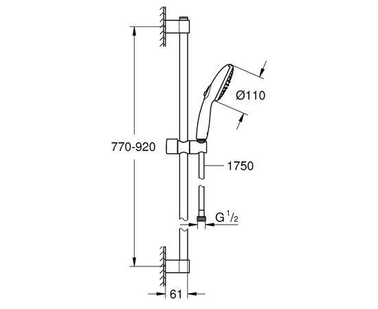 Душевой гарнитур grohe tempesta 110 26163003, 900, 2 режима струи, хром в Актау фото № 3