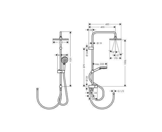 Душевая система hansgrohe vernis shape showerpipe 26282670 без смесителя, черная матовая в Актау фото № 2