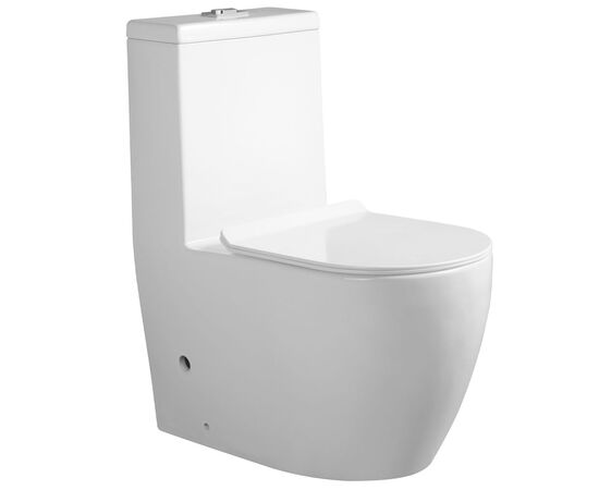 унитаз монолитный hansbaden 6381hs безободковый, пристенный, белый в Актау фото № 1