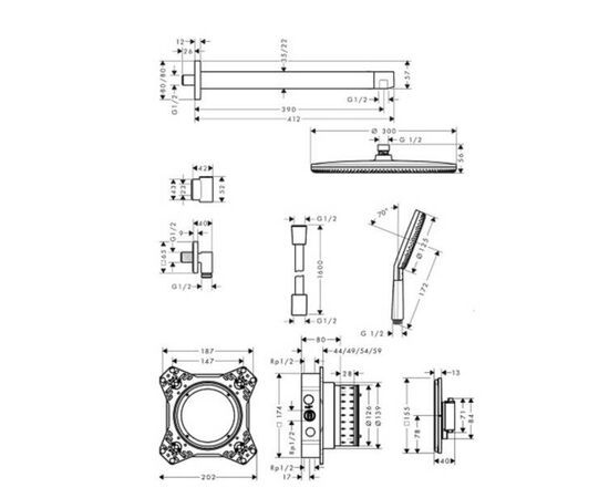 Встраиваемая душевая система hansgrohe raindance alive s 24630000 design showerset 300 1jet в Актау фото № 2