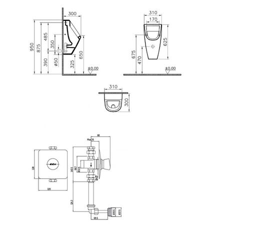 Писсуар vitra s20 5462b003-0199/0309 + e.c.a.102111147ex в Актау фото № 2