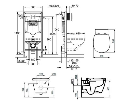 Комплект grohe: унитаз ideal standard e814901 с инсталляцией rapid sl 38772001 в Актау фото № 2