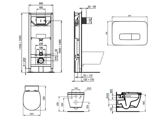 Комплект ideal standard: унитаз e814901 c инсталляцией r020467 и кнопкой r0123aa в Актау фото № 2