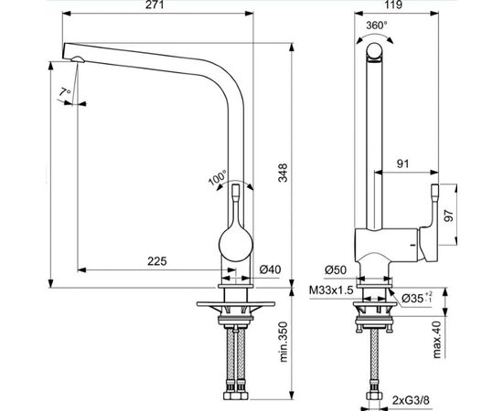 смеситель для кухни ideal standart ceraline bc174xg в Актау фото № 3