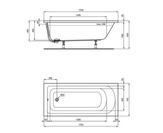 Ванна акриловая 170x75 ideal standard hot line k274601 в Актау фото № 2