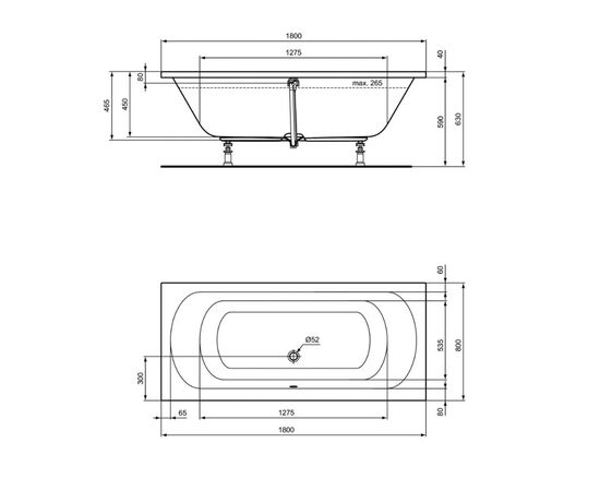 Ванна акриловая 180x80 ideal standard hot line k275001 duo в Актау фото № 3
