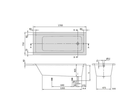 Ванна акриловая villeroy&boch targa plus uba171nes2v01+u99740000 170x75 в Актау фото № 2