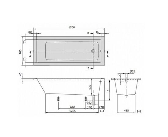 Ванна акриловая villeroy&boch targa plus uba177nes2v01+u99740000 170x70 в Актау фото № 2