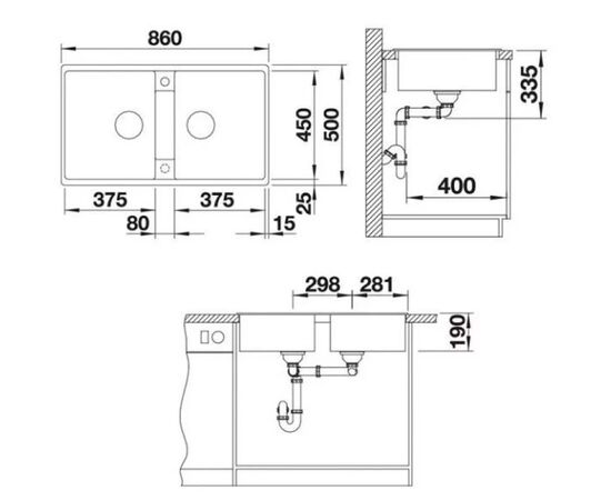 Кухонная мойка blanco  zia 9 алюметаллик (516677) на столешницу в Актау фото № 3
