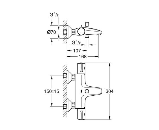 смеситель для ванны grohe grohtherm 34567000 термостатический в Актау фото № 3