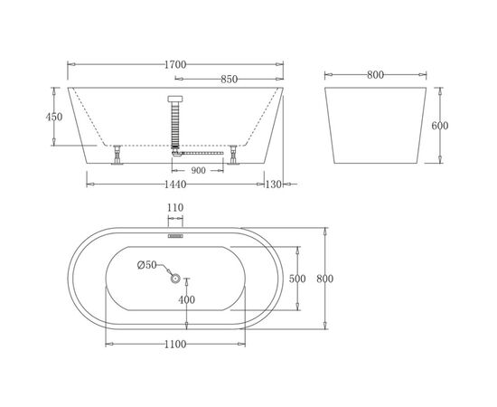 Акриловая ванна belbagno bb71-1700 в Актау фото № 2