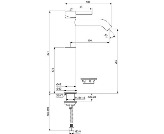 смеситель для раковины ideal standard ceraline bc269xg черный матовый в Актау фото № 3