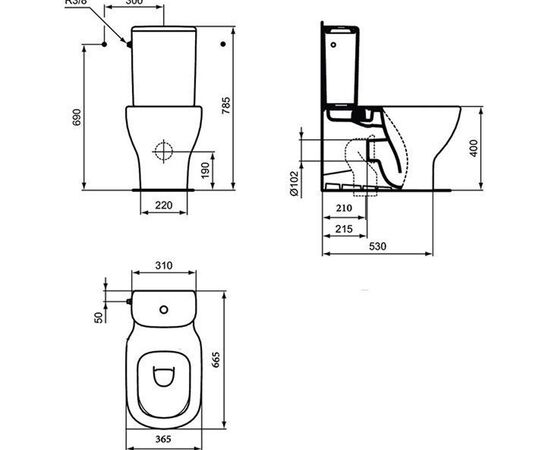 унитаз напольный ideal standard tesi t008701-ukl01 aquablade в Актау фото № 3