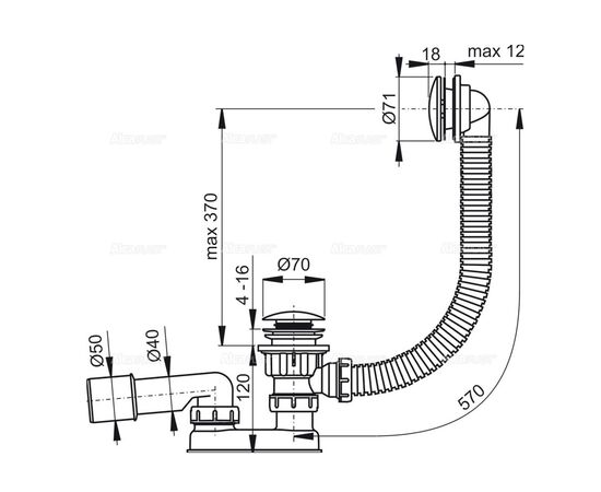 сифон для ванны alcaplast a504km-80 мм в Актобе фото № 2