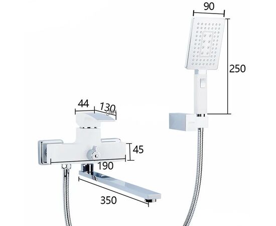 смеситель для ванны gappo g2207-7 белый в Актобе фото № 2